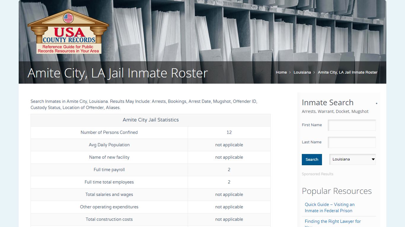 Amite City, LA Jail Inmate Roster | Name Search