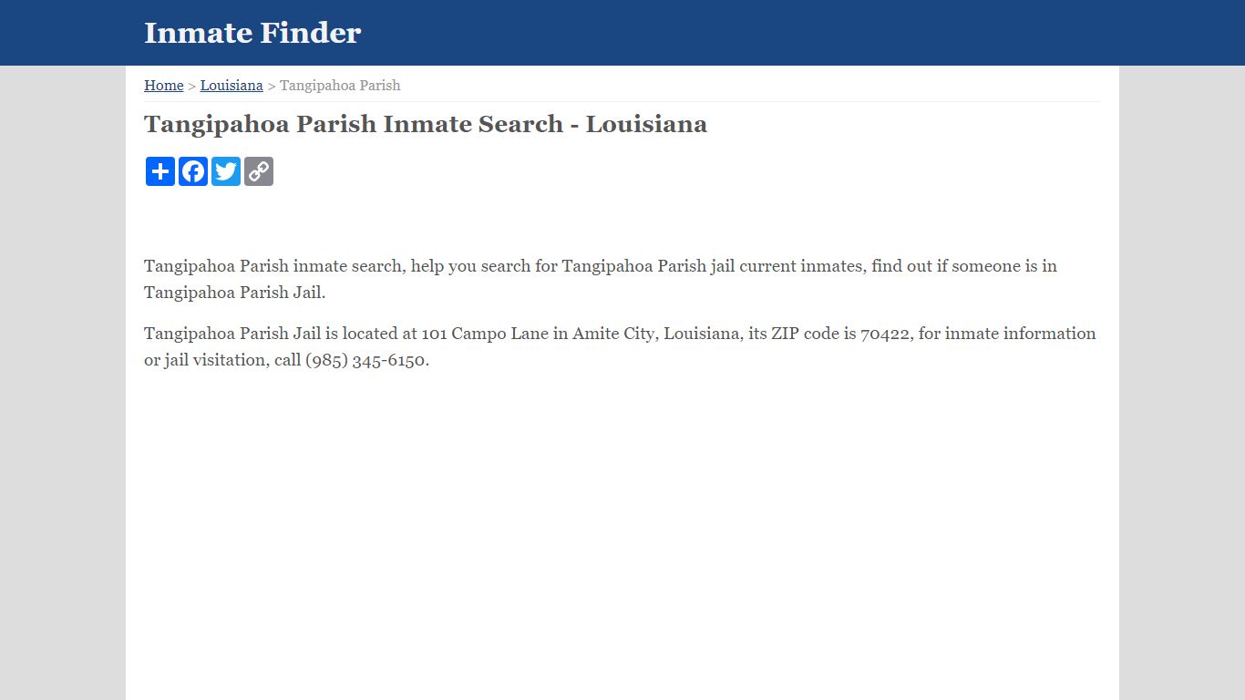 Tangipahoa Parish Inmate Search - Louisiana